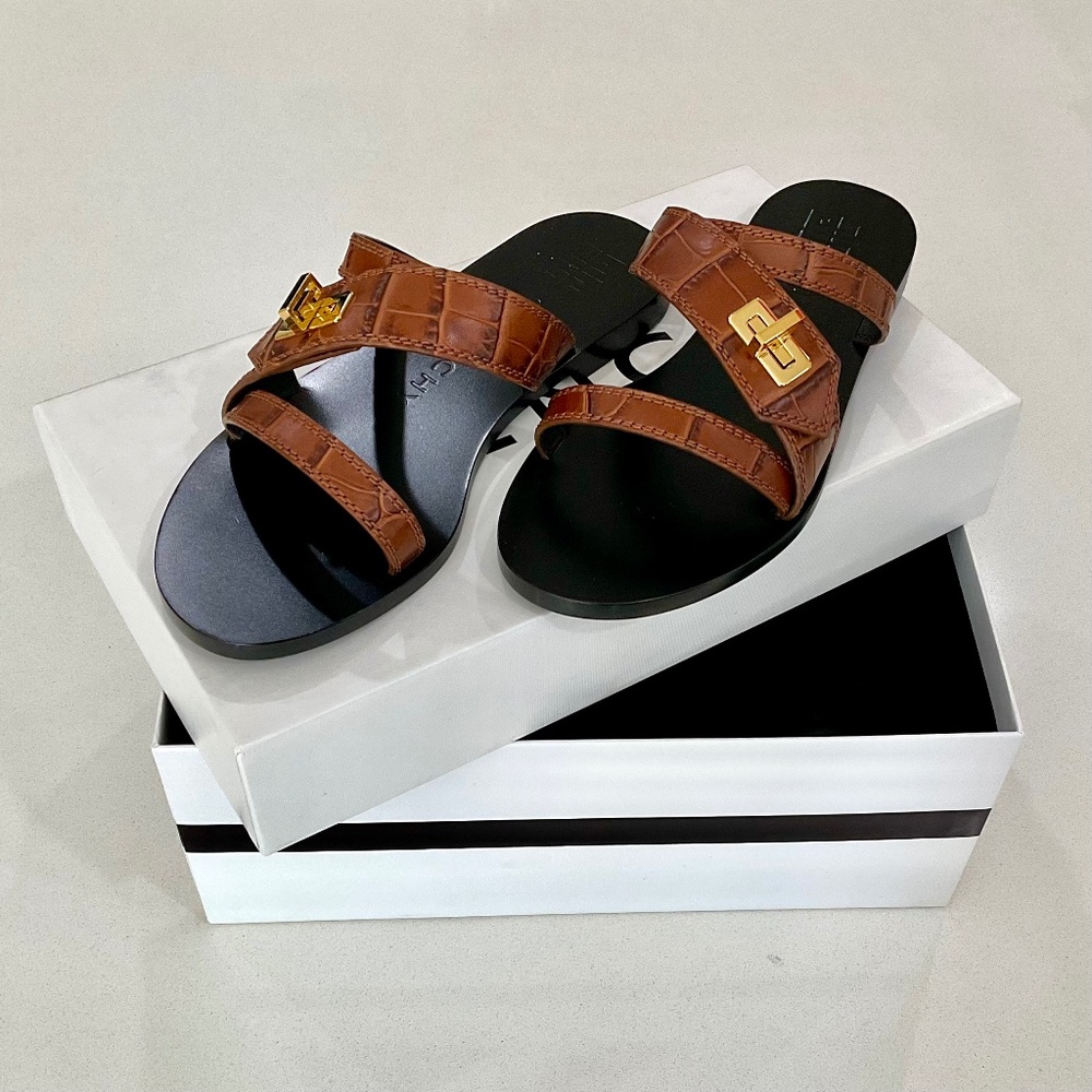 GIVENCHY EDEN SANDALS (NEW) SIZE 39, LIGHT BROWN 100% CALF